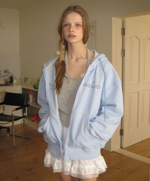 Polite hoodie zip-up - Skyblue