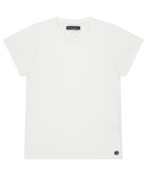 038 STAR BUTTON PLAIN T-SHIRT WHITE