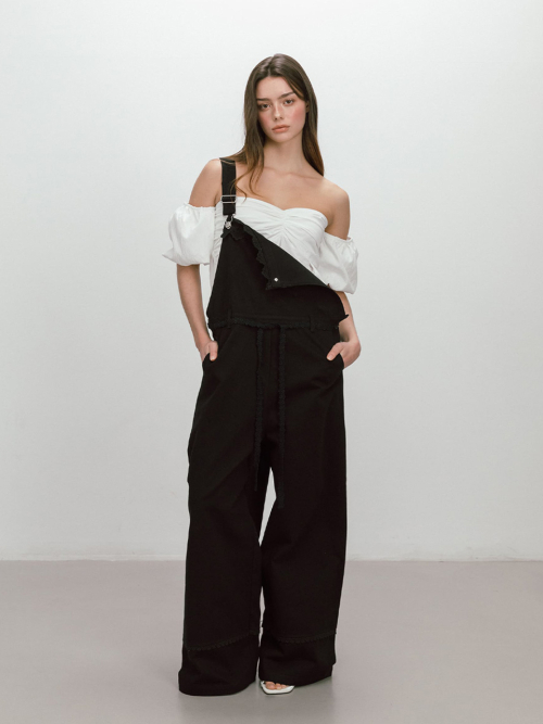FLOWER LACE OVERALL / BLACK