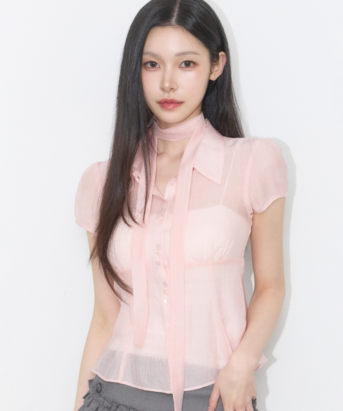 Flare Puff Blouse Pink