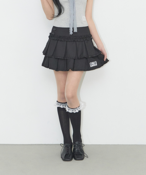 Dolly Pleated Mini Skirt Black