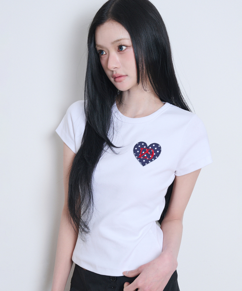 129 Dot Fitted T-Shirt white