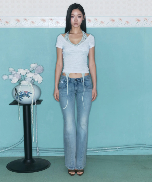 25Vintage Washing Boots-Cut Denim (Light Blue)