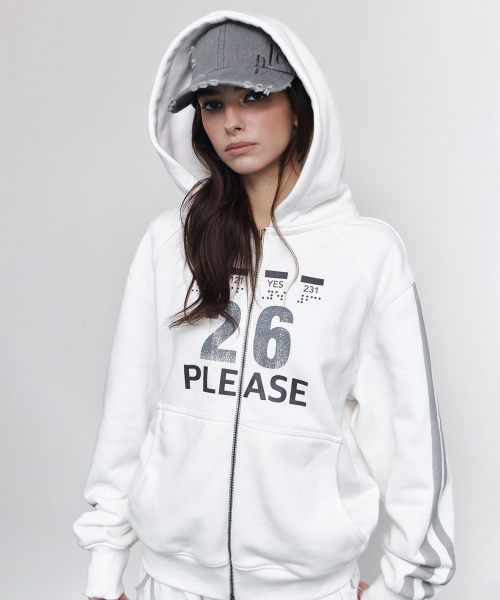 Tove Track Hoodie Zip Up (Ivory)