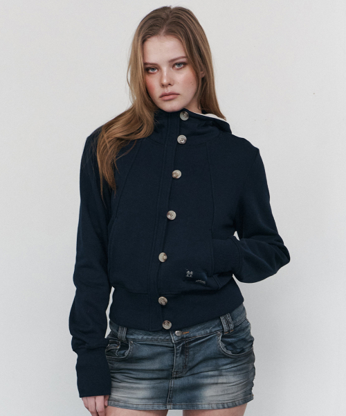 Bene Basic Button Hoodie (Navy)