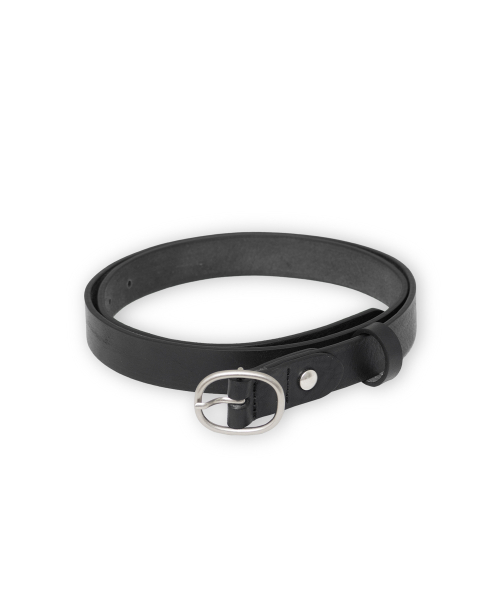 Round Buckle Belt, Black Silver
