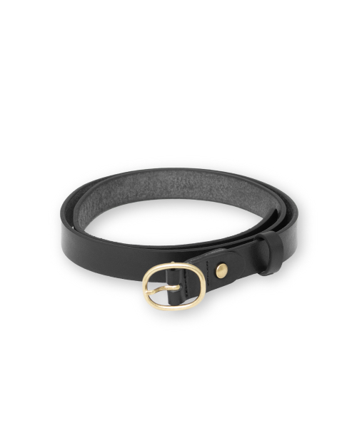 Round Buckle Belt, Black Gold
