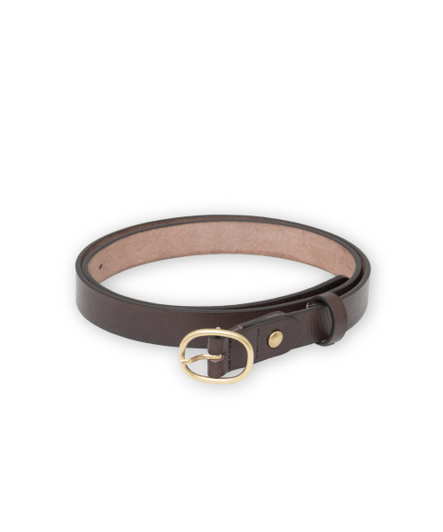 Round Buckle Belt, Brown Gold