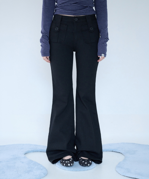 BUTTON POCKET BOOTCUT PT BLACK