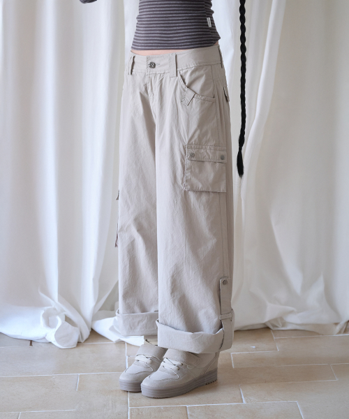 3-WAY MESH POCKET CARGO PT BEIGE
