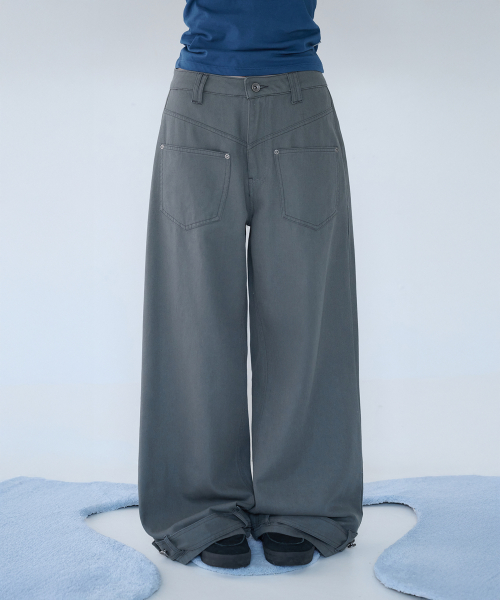 BELTED POCKET COTTON PT CHARCOAL