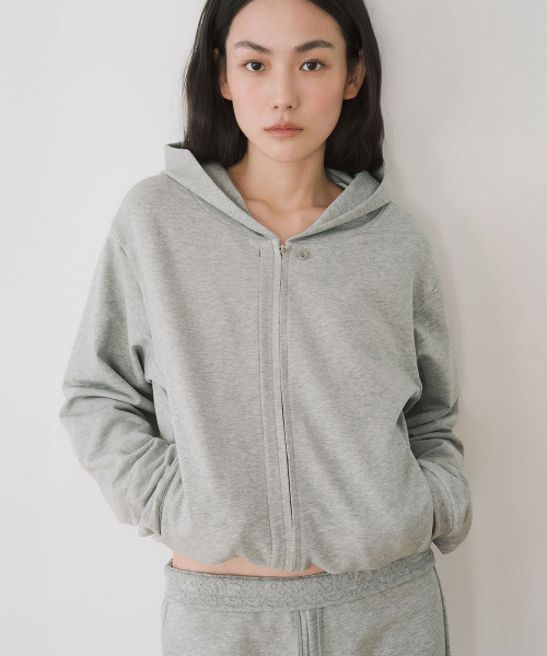 REGULAR JERSEY HOODIE ZIP-UP, GREY