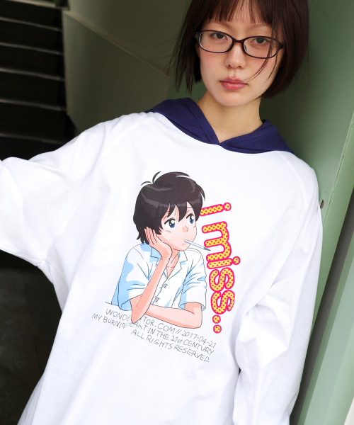 I MISS Raglan Hooded-T [White]