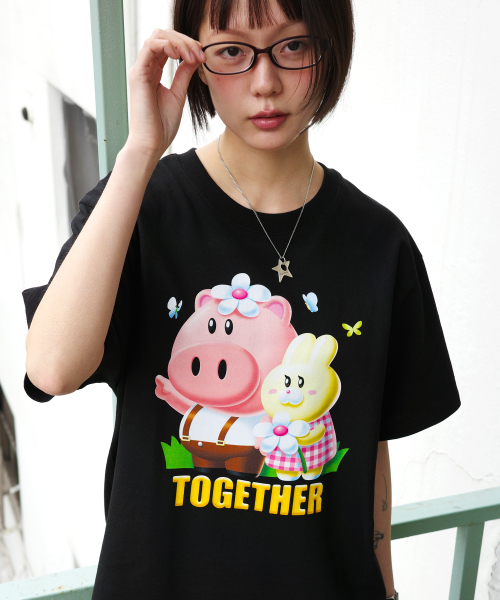 PigRabbit T-shirt [Black]