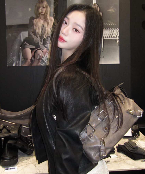 Belt Eyelet Strap Cross Mini Bag (Brown)