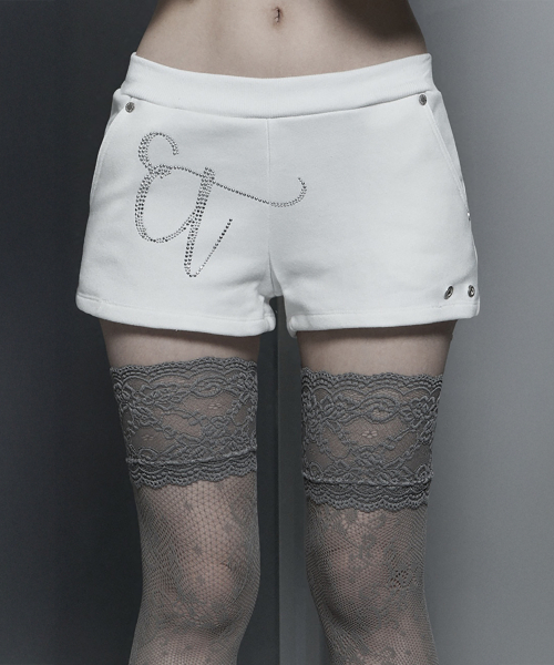 Hotfix Side Mini Shorts (White)