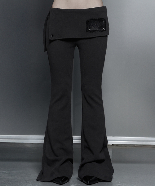 Lace-Up Side Slit Bootcut Pants (Charcoal)