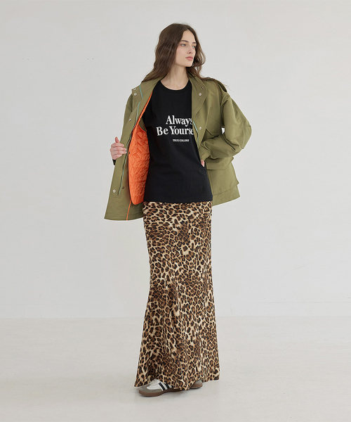 Leopard Banding Long Skirt