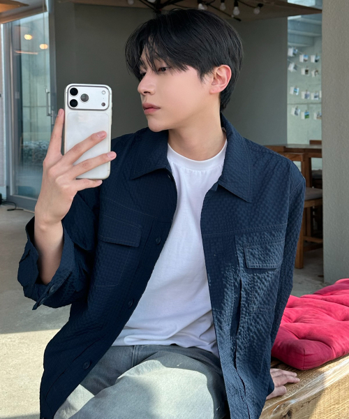 [COUTURE]Navy two-tone circus oversized fit trucker