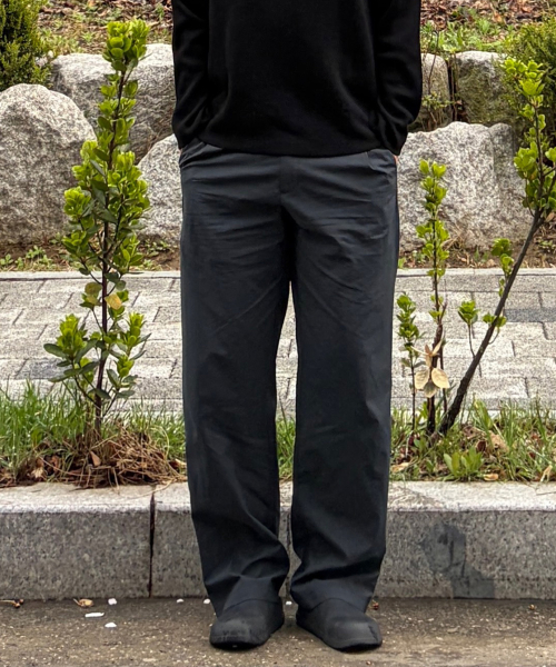[COUTURE]Wide one tuck nylon full banding pants - 2color
