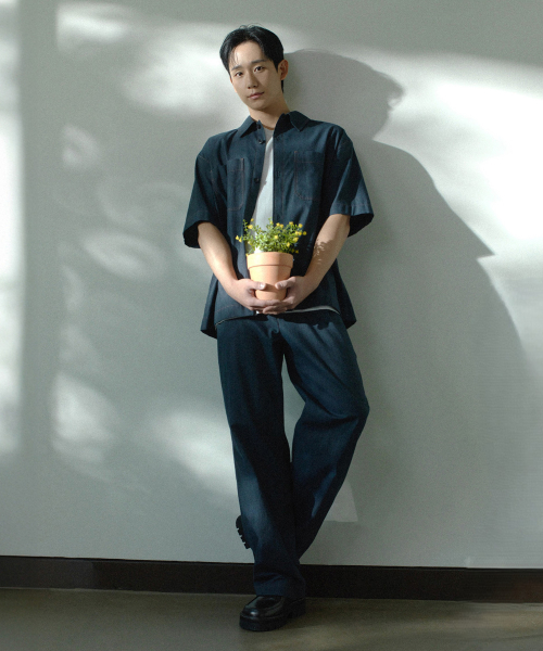 [COUTURE]adjust wide one-tuck denim like pants