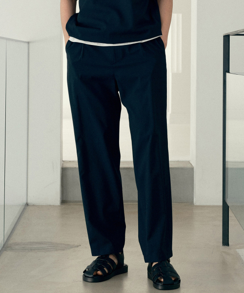 [Air Cool] One-tuck relaxation fit sour black pants - 2color