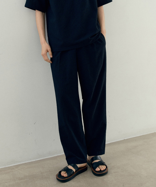 [Air Cool] One-tuck relaxation fit sour black pants - 2color