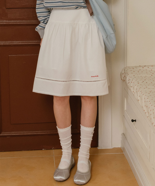 Lace shirring Flare Skirt