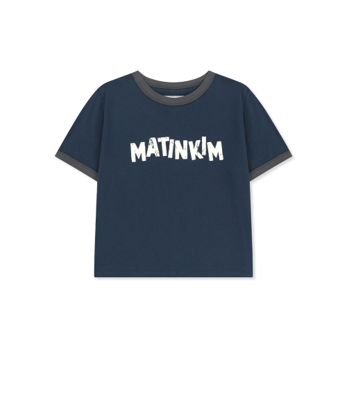 MATIN LOGO RINGER CROP TOP IN NAVY