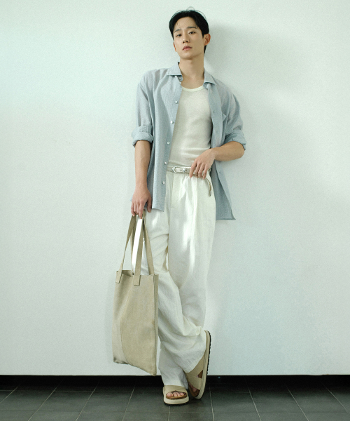 [COUTURE]wide one-tuck full banding pants - 2color