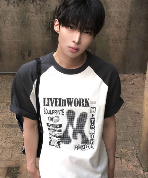 [ON]Graphic Oversized Fit Raglan Short-Sleeved T-shirt - 2color