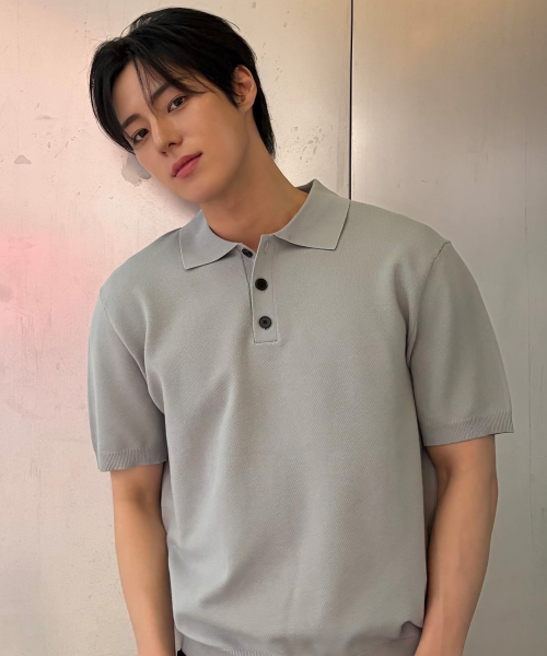 [COUTURE]Collar Semi Oversized Fit Minimal Short-Sleeved Knitwear - 2color