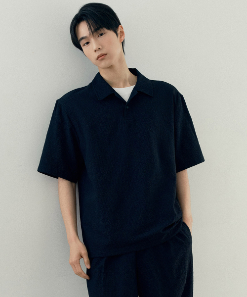 [Air Cool] Two-tone circus pullover semi-overfit short-sleeved shirt - 2color