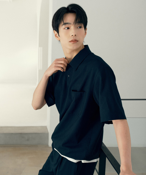 [Air Cool] Mesh Pullover Semi-Over Fit Short-Sleeved Shirt