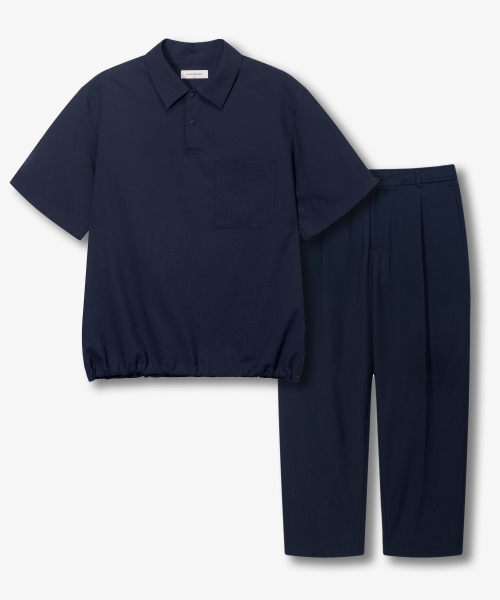 [SET][Air Cool] Mesh pullover Semi-overfit short-sleeved setup