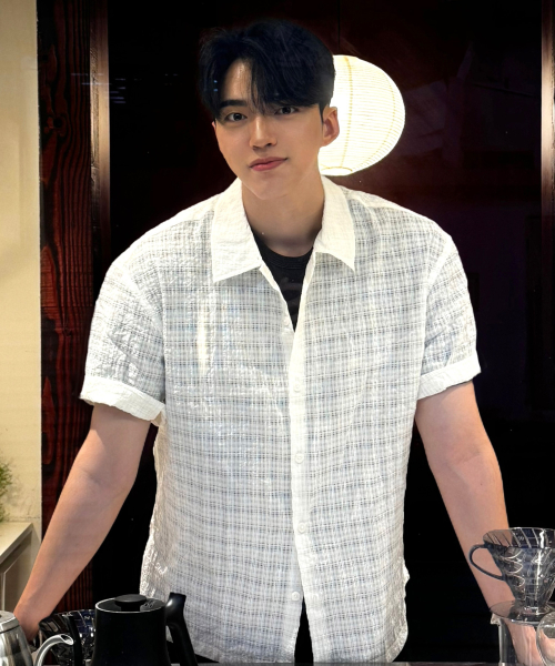 [COUTURE]Crochet oversized-fit short-sleeved shirt - 2color