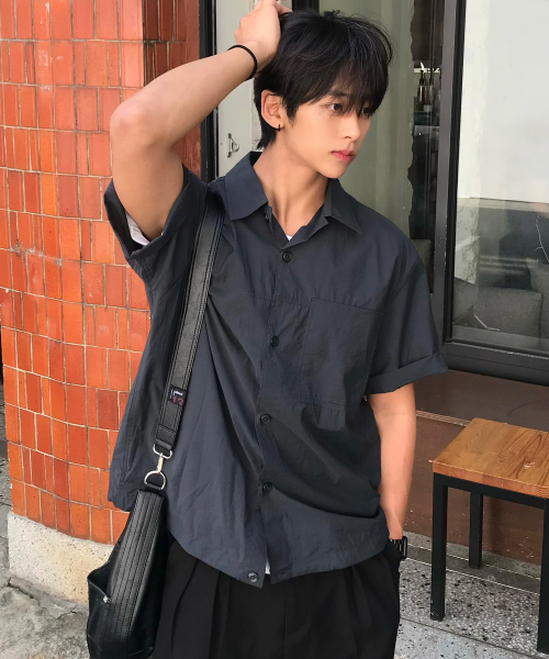 [COUTURE]Nylon Oversized Fit Pocket Short-Sleeved Shirt - 2color