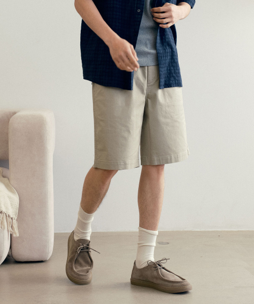 Loose fit Full banding chino half pants - 5color
