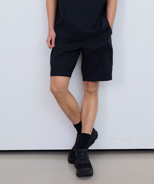 [Air Cool]Airhole Full Banding Black Half Pants