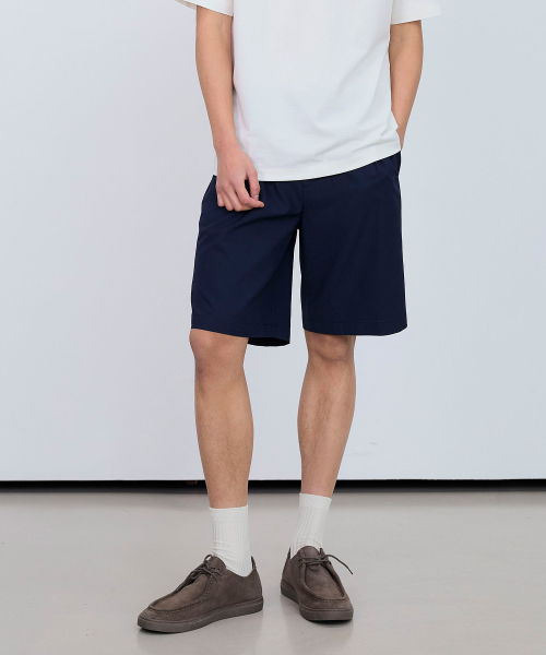 Relax fit One-tuck full banding half pants - 2color