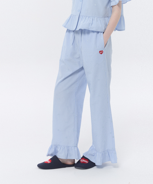 KIRSH MELLOW RUFFLE-POINT PAJAMA PANTS(SKY)