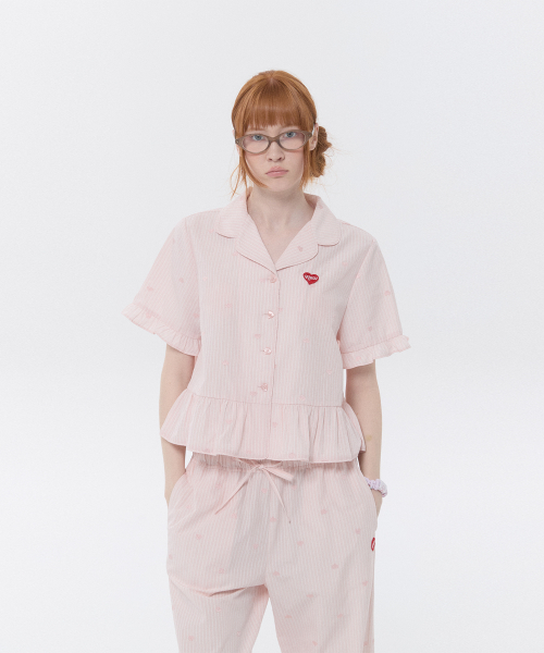 KIRSH MELLOW RUFFLE-POINT SHORT SLEEVE PAJAMA(LIGHT PINK)