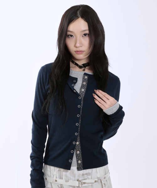 STAR POINT SLIM CARDIGAN [NAVY]