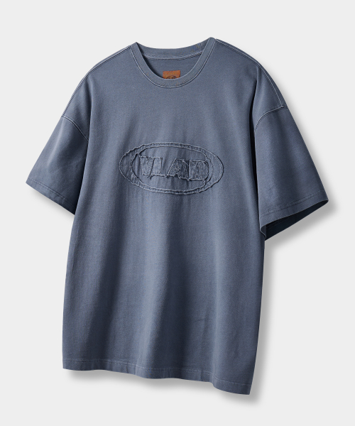 VLAD CUT-OFF APPLIQUE HALF T-SHIRT_VINTAGE BLUE