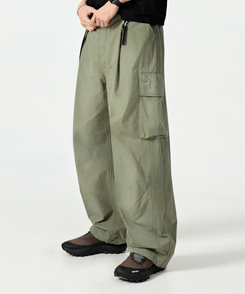 VLAD CURVED BANDING CARGO PANTS_KHAKI