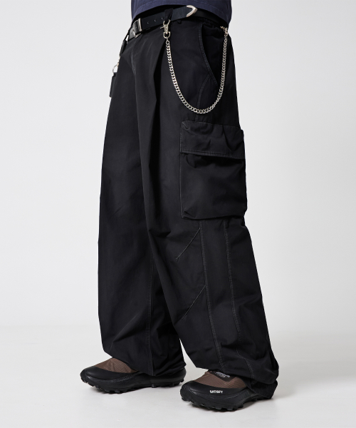 VLAD CURVED BANDING CARGO PANTS_BLACK