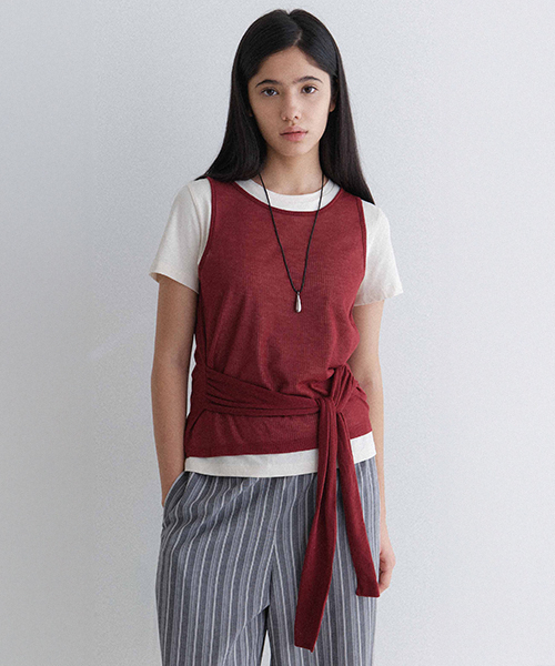 Sleeveless Layered Short-Sleeve T Shirt NEW6ME301