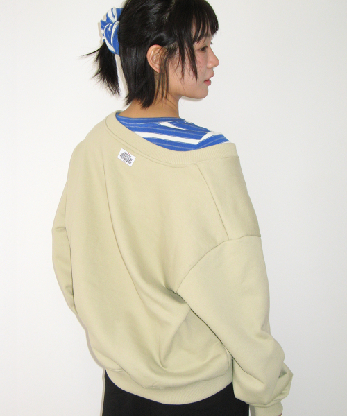 RRAC V NECK OVER FIT SWEATSHIRT SOFT GREEN