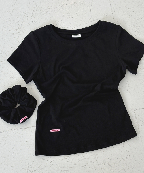 SCRUNCHIE SET SLIM FIT T SHIRT BLACK