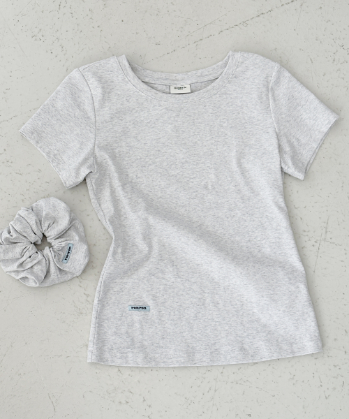 SCRUNCHIE SET SLIM FIT T SHIRT WHITE MELANGE